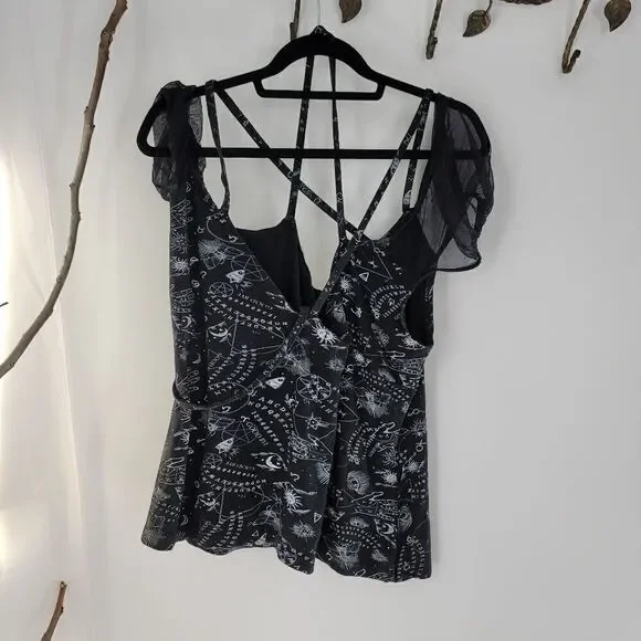 Spin Doctor Plus Size Gothic Ouija Sun Moon Eye Dark Magic Top - Picture 5 of 8